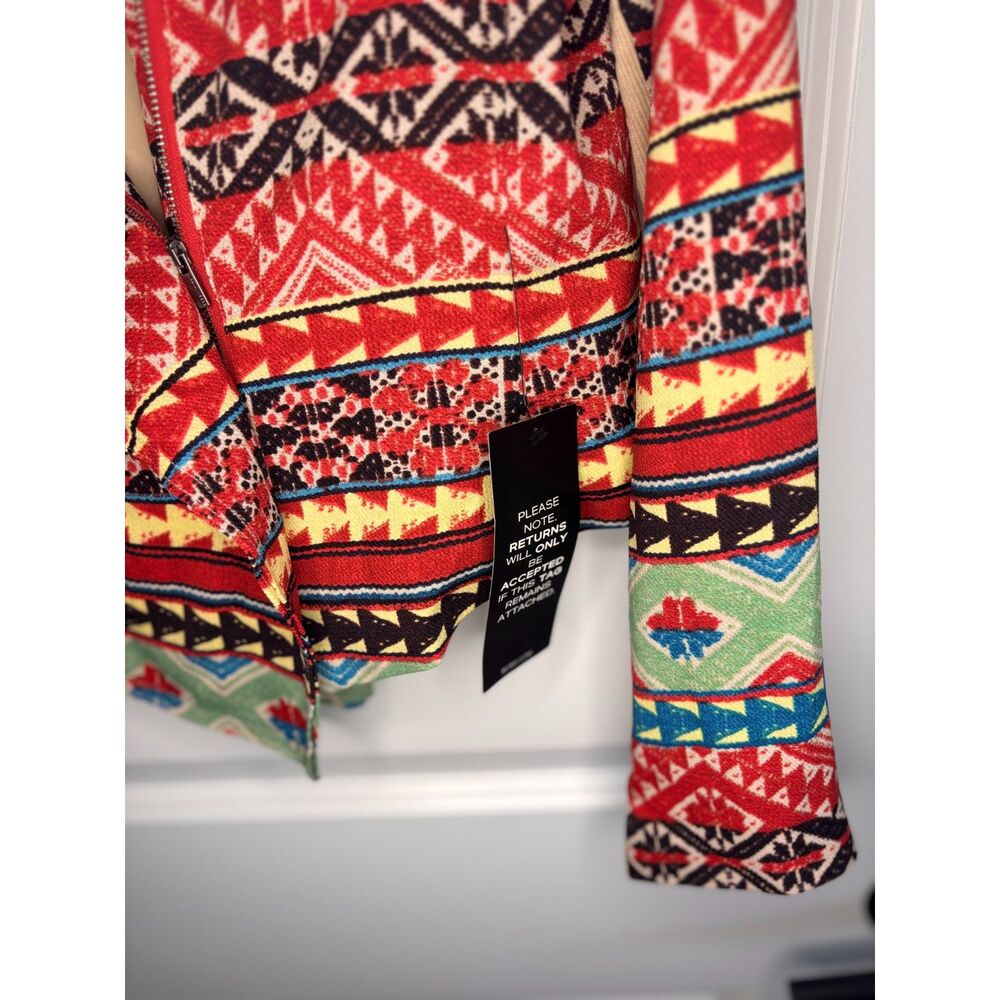 BCBG MAXAZRIA “Ash” Statement Jacket | Size L | NWT | Tribal-Inspired Pattern - Picture 2 of 6